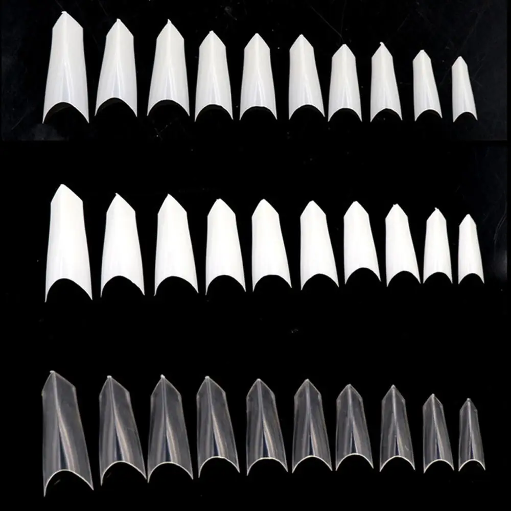 100 шт 10 размеров белые прозрачные французские накладные акриловые ногти полное покрытие накладные ногти для УФ-геля маникюра Легкая установка кончики для ногтей