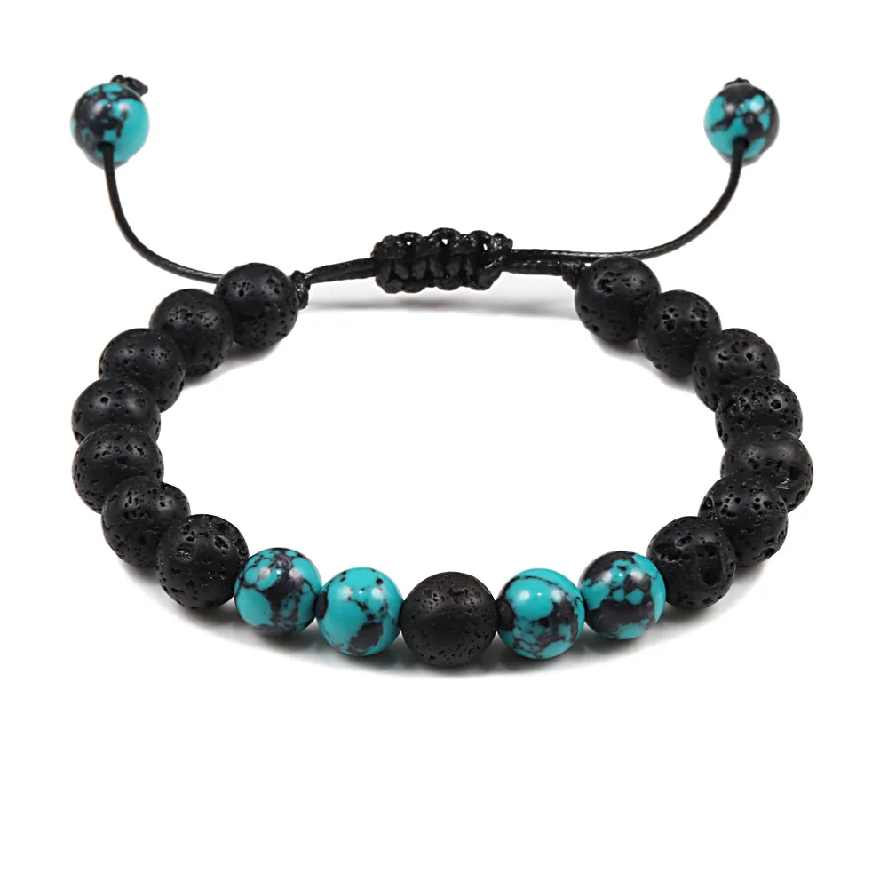 

8mm Natural Lava Stone Beads Men Bracelets Braided Rope Bangles Adjustable Strand Bracelet Homme Jewelry Gifts Bileklik Pulseira