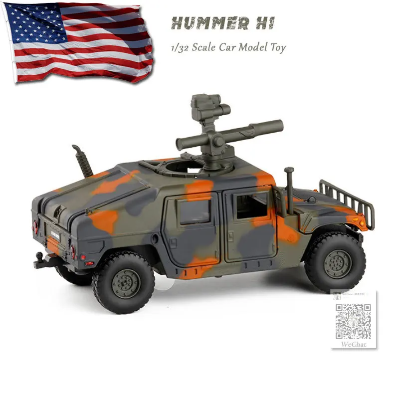 JK 1/32 масштаб военная модель игрушки армии США Hummer H1 SUV Звук Свет литья под давлением Металл тяните назад модель автомобиля игрушка для детей, подарок