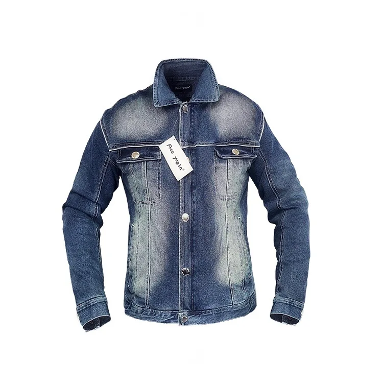 Vintage Wash Blue Для мужчин мотоциклетные деним для верховой езды Протектор Куртка Винтаж мыть Демисезонный Повседневное, облегающая, для улицы, мужская куртка ковбоя - Цвет: Vintage Wash Blue