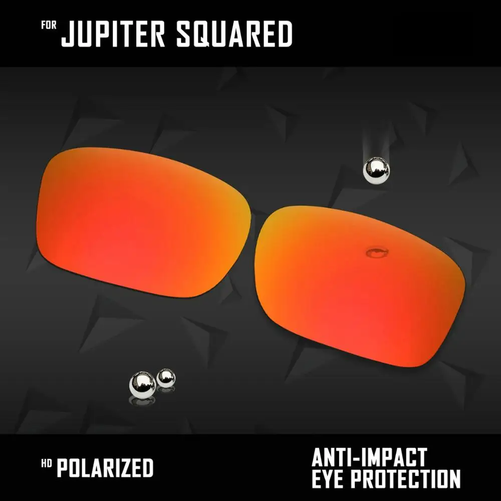 OOWLIT 5 Pairs Polarized Sunglasses Replacement Lenses for Oakley Jupiter Squared OO9135-Black& Silver&Blue&Red&Emerald Green