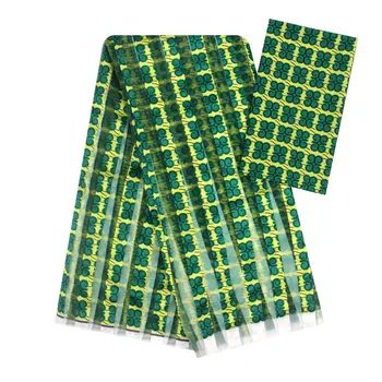 

Hot sale Gahna Style satin silk fabric with organza ribbon African fabrics design 2019 high quality 4+2yards