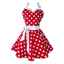 Nuevo-encantador Sweetheart rojo Retro Cocina delantales mujer chica algodón Polka Dot cocina salón Vintage delantal vestido Navidad