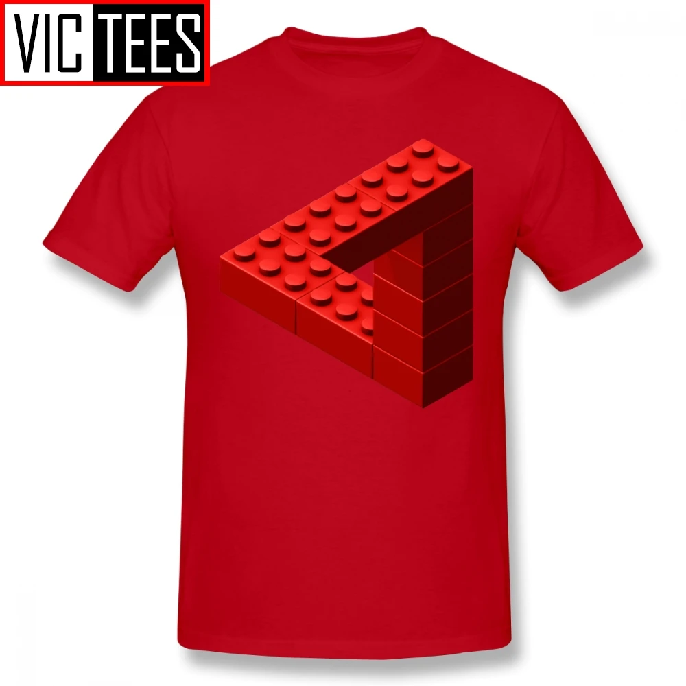 Мужские футболки Escher, Красная Футболка Escher Toy Bricks, Милая футболка, модная мужская футболка с графикой, хлопок - Цвет: Red