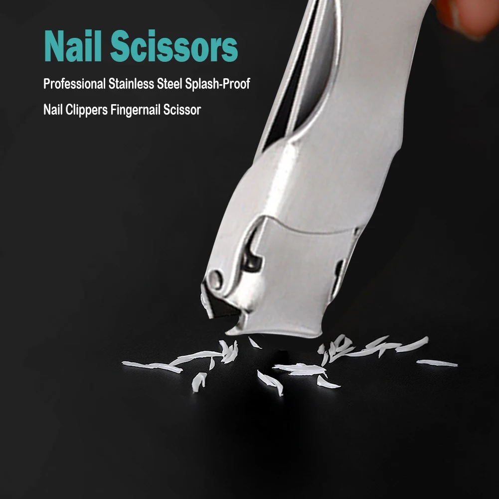 Professional Nail Clippers Splash-Proof Stainless Steel Wide Jaw Opening Manicure Fingernail Cutter Ingrown Toenail Scissors