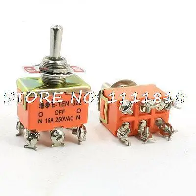 

2pcs ON-OFF-ON DPDT 3 Position Locking Rocker Toggle Switch AC 250V 15A