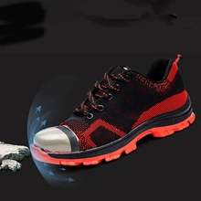 Рабочая защитная обувь мужские сетчатые Дышащие Модные мужские рабочие ботинки с защитой от проколов стальные ботинки с защитой пальцев