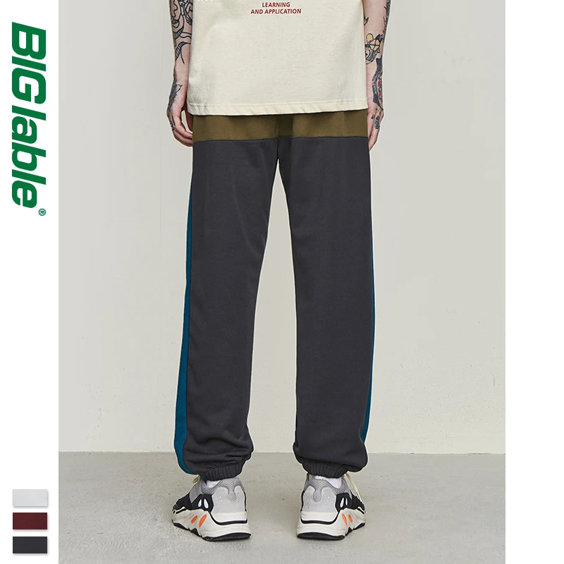 BIG LABLE 2019 Autumn Winter Hip Hop Streetwear Sweatpants Men Elastic Waist Sweatpants Loose Fit Men Sweat Jogger Pants 9359S