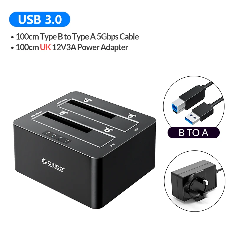 ORICO Aluminium behuizing voor 4 harde schijven, USB 3.0 naar SATA extern HDD dockingstation voor 3,5 inch HDD harde schijven tot 22 TB, compatibel met MacOS en Windows (9848U3