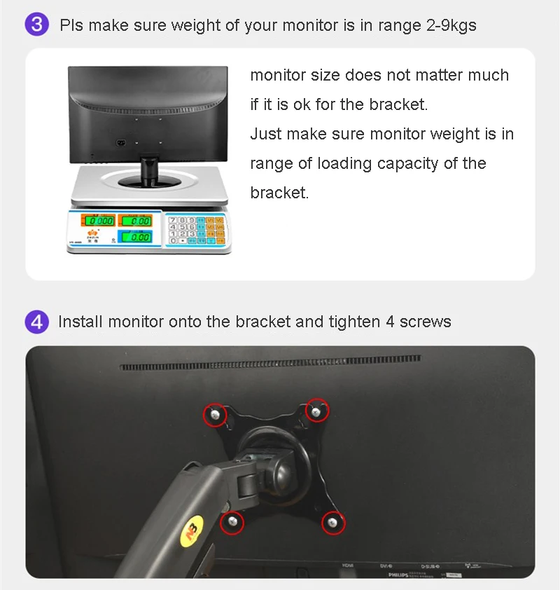 2 usb3.0 monitor suporte de montagem carga 2-9 kg cada braço