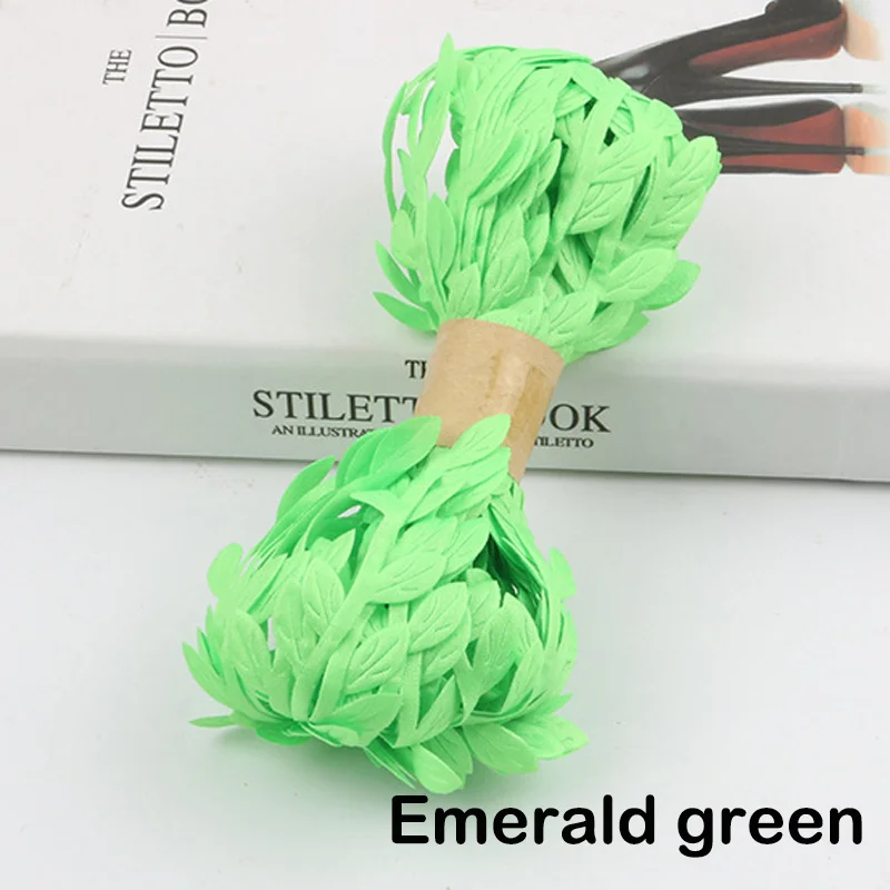 Emerald green 10 метров шелковые листья-формы DIY искусственные зеленые листья для свадебного декора DIY ВЕНОК подарок Скрапбукинг Ремесло ручной работы поддельные цветы - Цвет: Emerald green