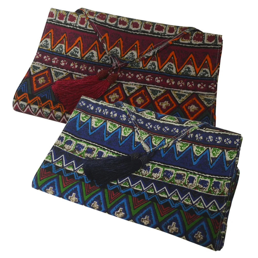 Printed Ethnic Bohemian Style Blue/Burgundy Home Table Runners Cotton Linen Tassel Runner For Christmas Party Decor | Дом и сад
