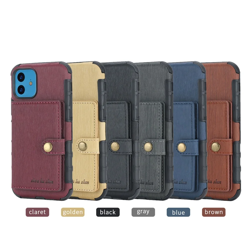 

For iphone 11 phone case brushed left and right buckle wallet case with memory card function for iphone X XS 8 7 6plus phone bag