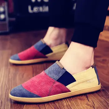

Simple Men Flats Plimsolls Retro Style Canvas Casual Shoes Men Espadrille Fisherman Shoes Plus Size Alpargatas Hombre