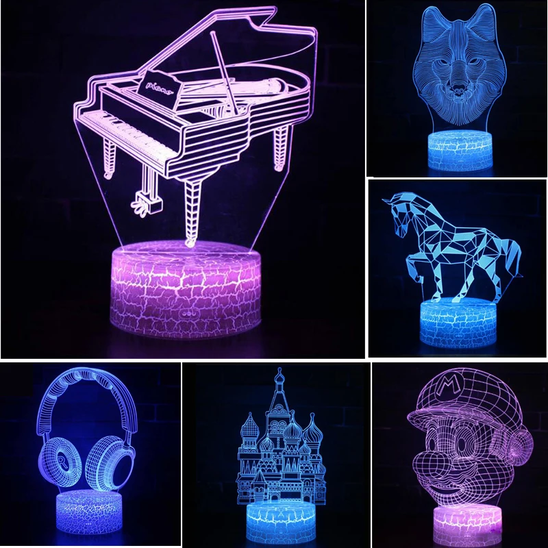 Musical instruments series Gift lamp 3D Night light Colorful touch LED lamp Small table lamp Bedside lamp Originality Decorative Musical instruments series Gift lamp 3D Night light Colorful touch LED lamp Small table lamp Bedside lamp Originality Decorative