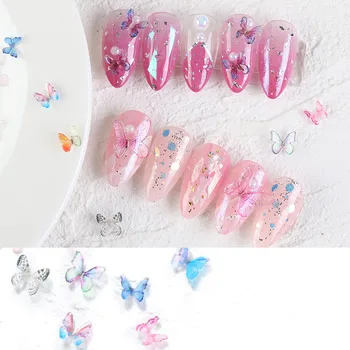 

New Nail Acrylic Butterfly Jewelry Three-dimensional Handmade Butterfly Net Red Nail Sequin Decoration 2 Pcs/lot