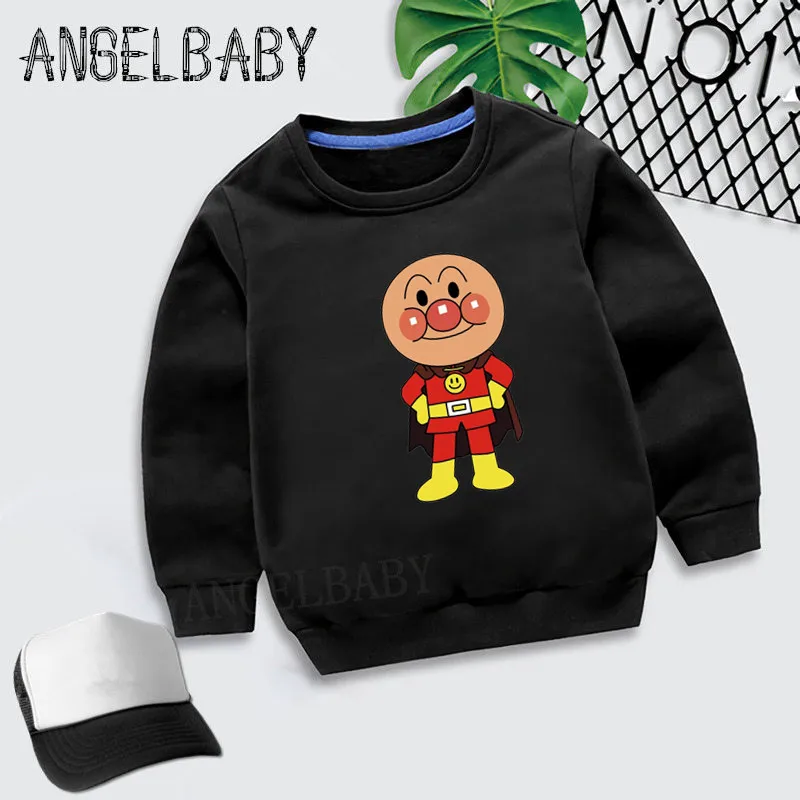 Детские толстовки с капюшоном с принтом «Anpanman»; детские осенние Топы; одежда из хлопка для малышей; свитер для мальчиков и девочек; kyt5254