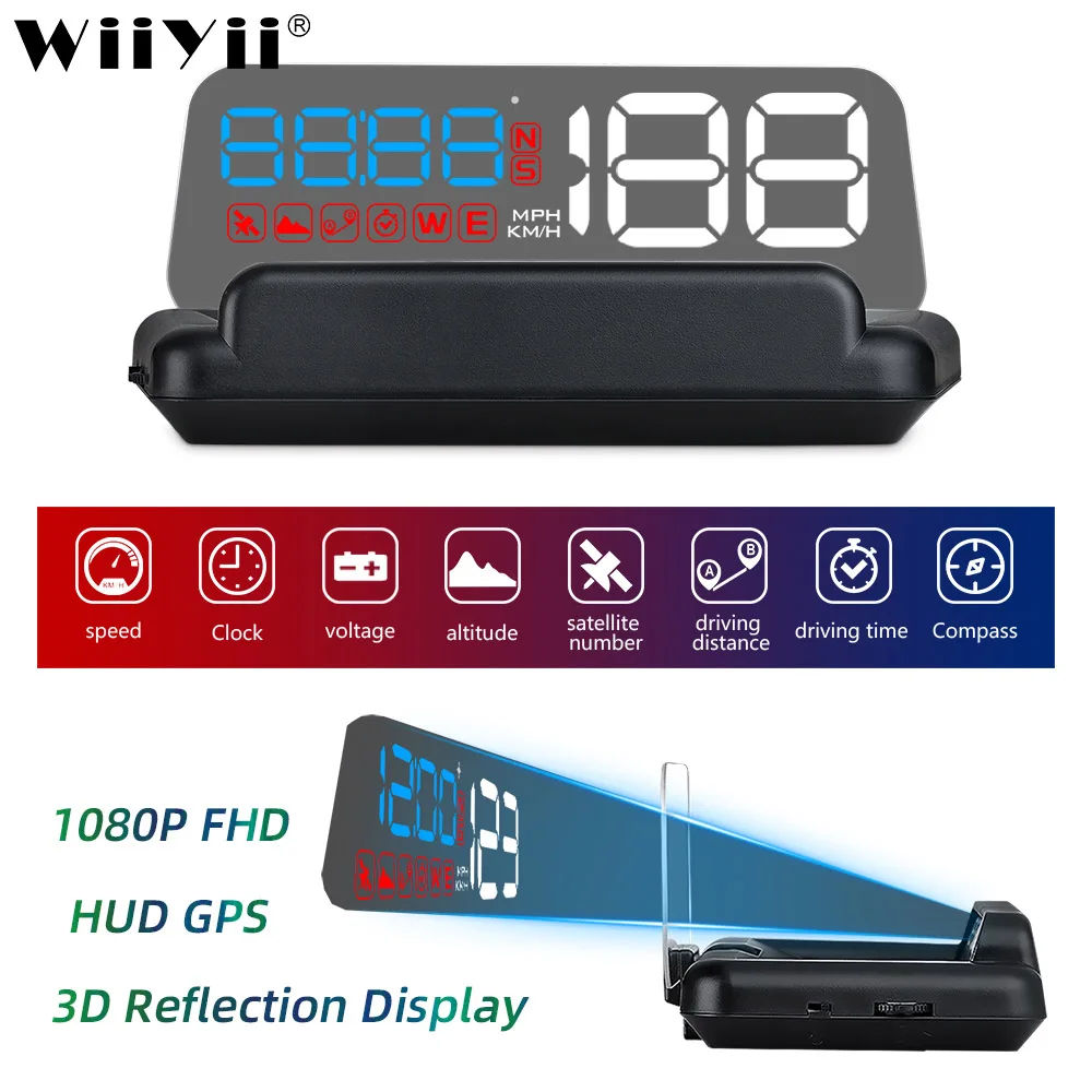

Universal T900 HUD Mirror Car Head up display GPS Windshield Speed Projector Security Alarm Water temp Overspeed RPM Voltage