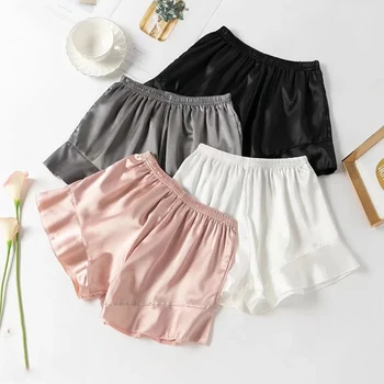 

Ruffle Pajama shorts Women Stain Silk shorts Japanese style Soft simple elastic waist One Size home Pants underwear Dropship