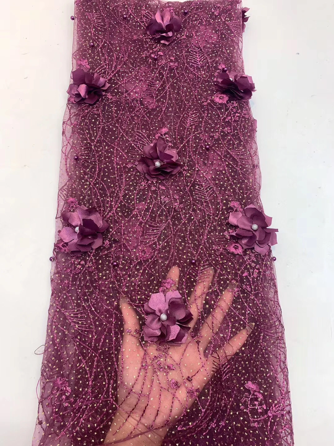 

3D handmade lace African lace fabric 2020 high-quality lace bride Nigeria French lace fabric wedding dress ZX37891