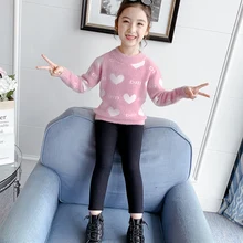 

Girl Sweater Kids Outwear Tops 2021 Heart Fleece Thicken Warm Winter Autumn Knitting Christmas Cardigan Children Clothing