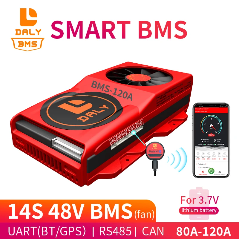 18650 Смарт BMS 14S 48V 80A 100A 120A Bluetooth 485 для USB устройства NTC UART программное обеспечение