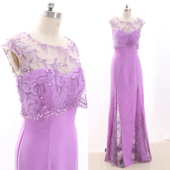 

MACloth Lavender Sheath O Neck Floor-Length Long Beading Jersey Prom Dresses Dress S 269129 Clearance