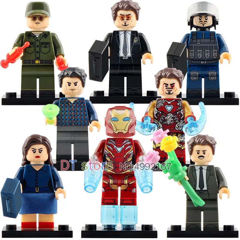 

50pcs Super Heroes Iron MAN Robert Bruce Banner Howard Stark Pepper Potts Building Blocks Bricks Toy For Children X0264