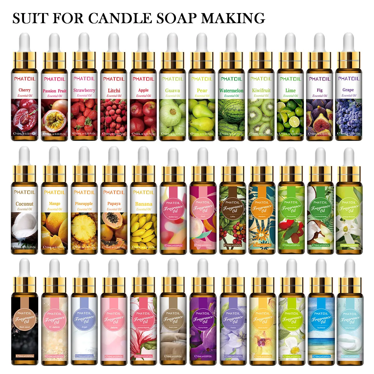10ml with Dropper Pure Fruit Fragrance Essential Oil Diffuser Strawberry Mango Musk Banana Coconut Aroma for Candle Soap Making-3