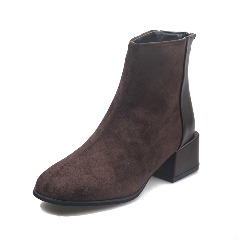 

2019 Ladies Winter British Style Suede Martin Boots Casual Fashion Belt with Thick Bottom Comfortable Martin Boots Beige Brown