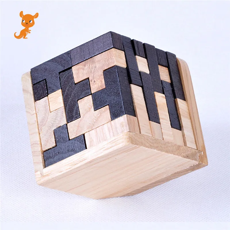 

3D Wooden Puzzle Early Learning Educational Toys Kids IQ Brain Teaser Interlocking Cube Montessori Toys for Children Development