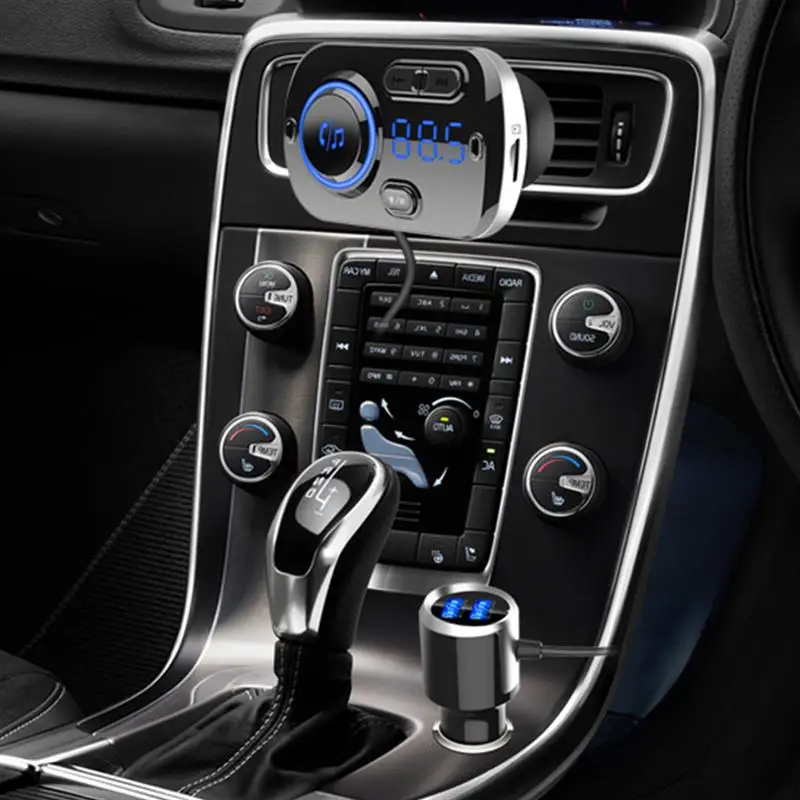 Беспроводной Bluetooth MP3 плеер FM передатчик автомобильный комплект громкой связи двойной USB QC3.0 быстрое зарядное устройство Красочный атмосферный светильник