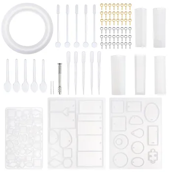 

68pcs Pendant Bracelet Silicone Jewelry Mold Set Casting Molds Tools For Handmade Craft DIY Crystal Drip Dried Flower