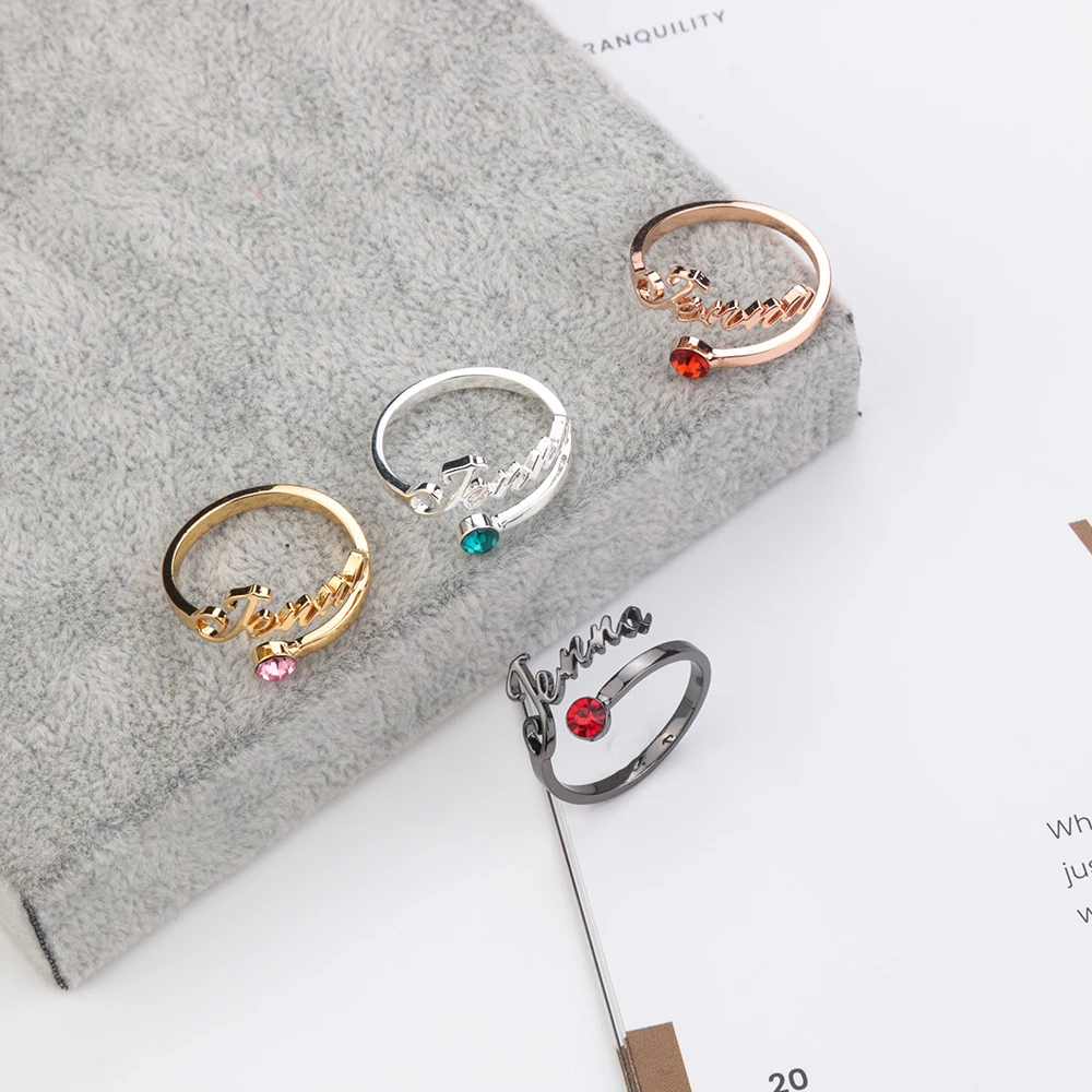 

Lateefah 2020 Fashion Custom Personality Style Woman Elegant Twelve Months Birthday Stone Rings Stainless Steel Gift Jewelry
