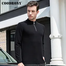 COODRONY Brand Turtleneck Men Zipper Stand Collar Pull Homme Autumn Winter Thick Warm 100% Merino Wool Sweater Men Jersey C3006
