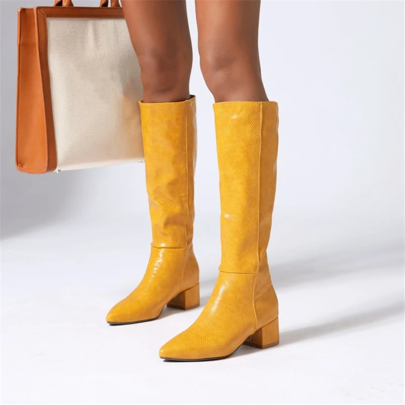 yellow knee boots