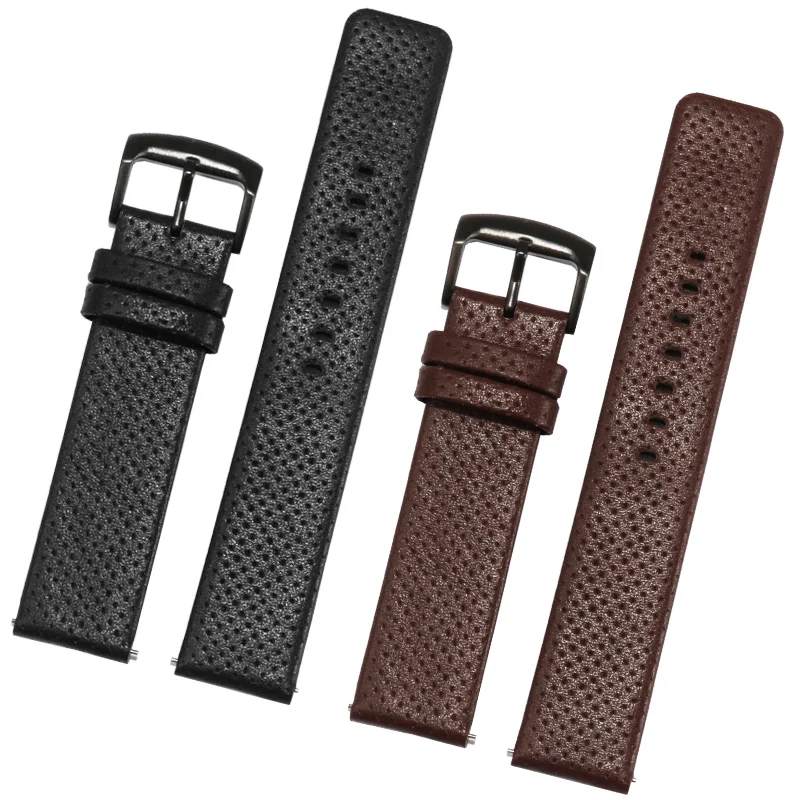 

Leather breathable comfortable watch belt 20mm 22mm black brown men's and women's watch belt