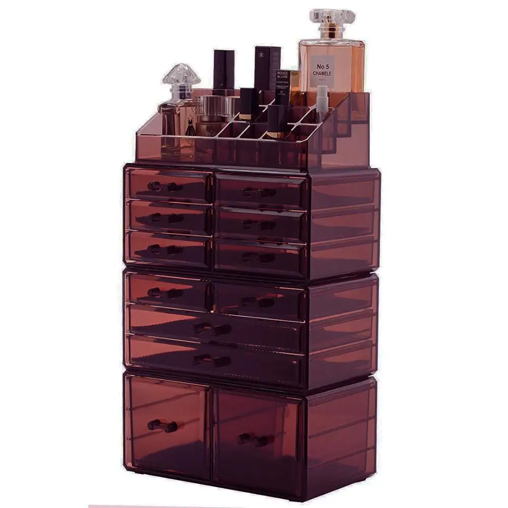 

4Pcs/Set Plastic Cosmetics Storage Rack Transparent Coffee