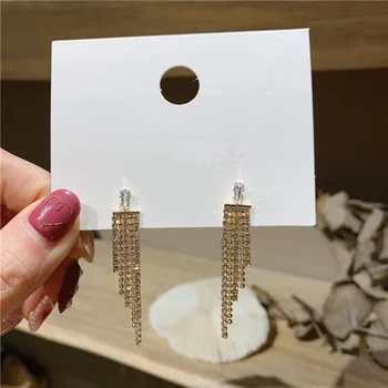 

Punk Girl Earrings 2020 Korean Fashion New Products Dongdaemun Crystal Tassel Earrings Women's Wholesale Hypoallergenic