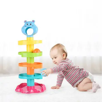 

5-Layer Baby Rolling Ball Stacking Tower Bear Shape Children Kid Puzzle Toy interactive balls Rainbow color Educational Baby Toy