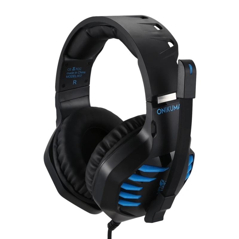ONIKUMA K17 PS4 динамическая игровая гарнитура шлем Проводные ПК стерео наушники с шумоподавлением с микрофоном светодиодный Аудио Патч