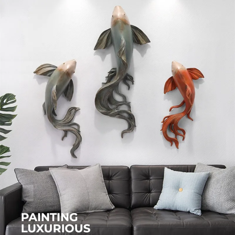Creativos De Lujo Peces Colgantes En La Pared Adornos De Peces De
