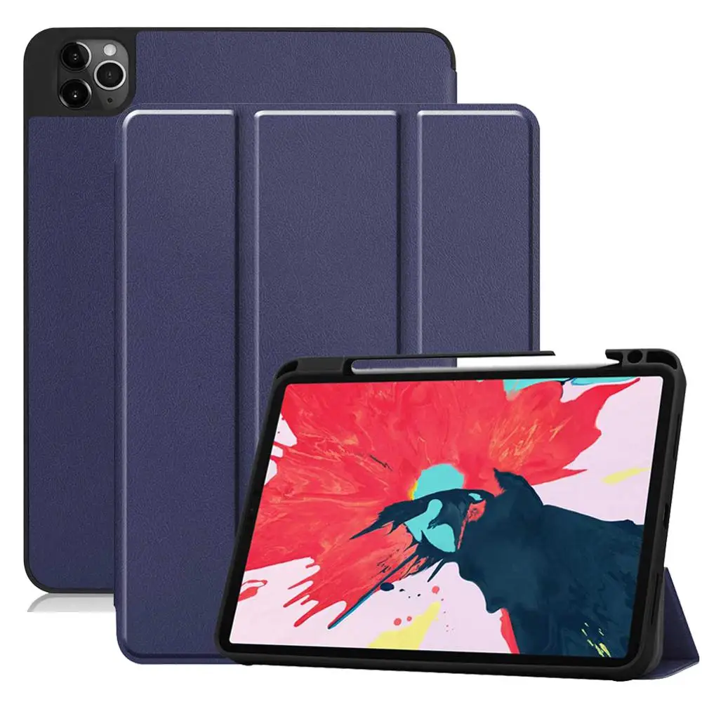 

For iPad Pro 12.9 2020 2018 Case with Pencil Holder Smart Cover Sleep Wake Tablet Case for iPad Pro 12.9 inch 4th 3rd Gen Covers