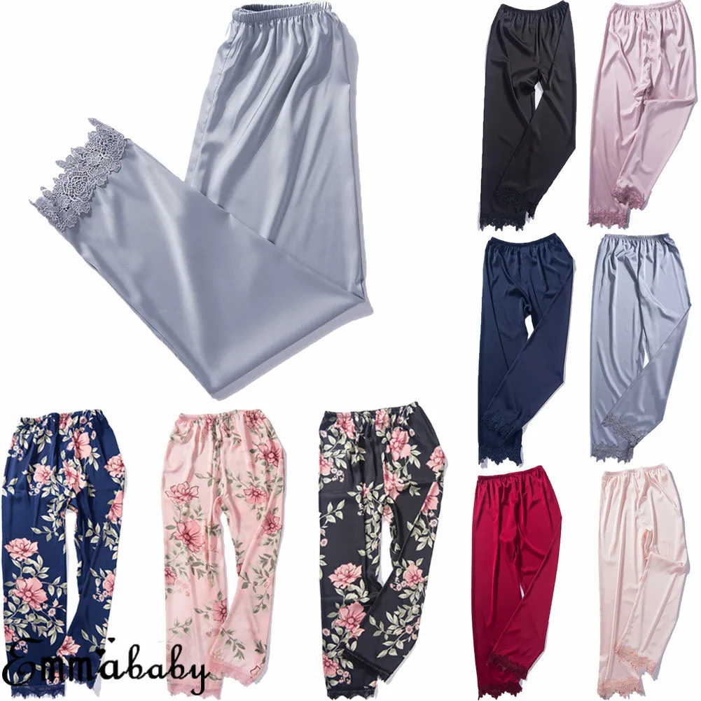 Женский шелковый атлас удобные пижамные штаны для мужчин; мягкая Пижама; теплые брюки для девочек толстые однотонные брюки Цвет эластичные длинные штаны одежда для сна, одежда для дома 9 видов стилей M/XL