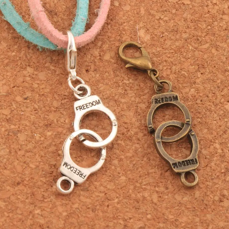 

Handcuffs Freedom Lobster Claw Clasp Charm Beads 45.6x10.2mm 100PCS Zinc Alloy Bronze Jewelry DIY C243