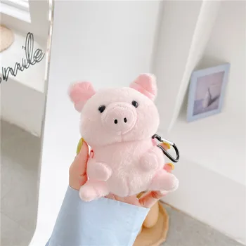 

Winter Knit Cute Case Cover for Apple Airpods 1 2 Earphone Cases Plush Pink Pig Bluetooth Headphone Bag Air Pods with Hook