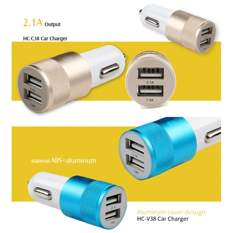 

Quick Charge Car Charger Dual-USB Cigarette Lighter Socket Plug Car Charger for IPhone Samsung Xiaomi