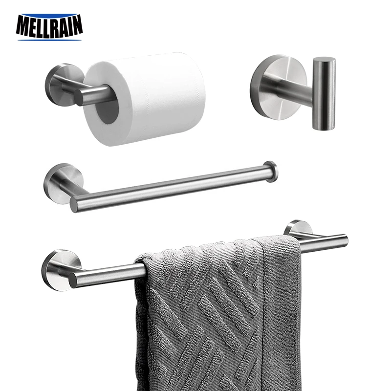 Round Bathroom Accessories Stainless Steel Brushed Toilet Paper Holder Towel Ring Robe Hook Towel Rail Bar Bathroom Hardware paper towel holder toilet paper holder towel hook bathroom hardware set bathroom hardware accessories