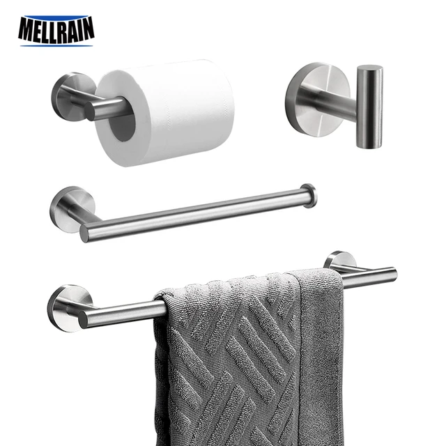 Bathroom Hardware Set, 7 Pieces Bathroom Accessories Set Includes 24 Towel  Bar, Toilet Paper Holder, Towel Ring, Robe Hook, Brushed Nickel & Stainless  Steel, Wall Mounted Bathroom Towel Rack Set 