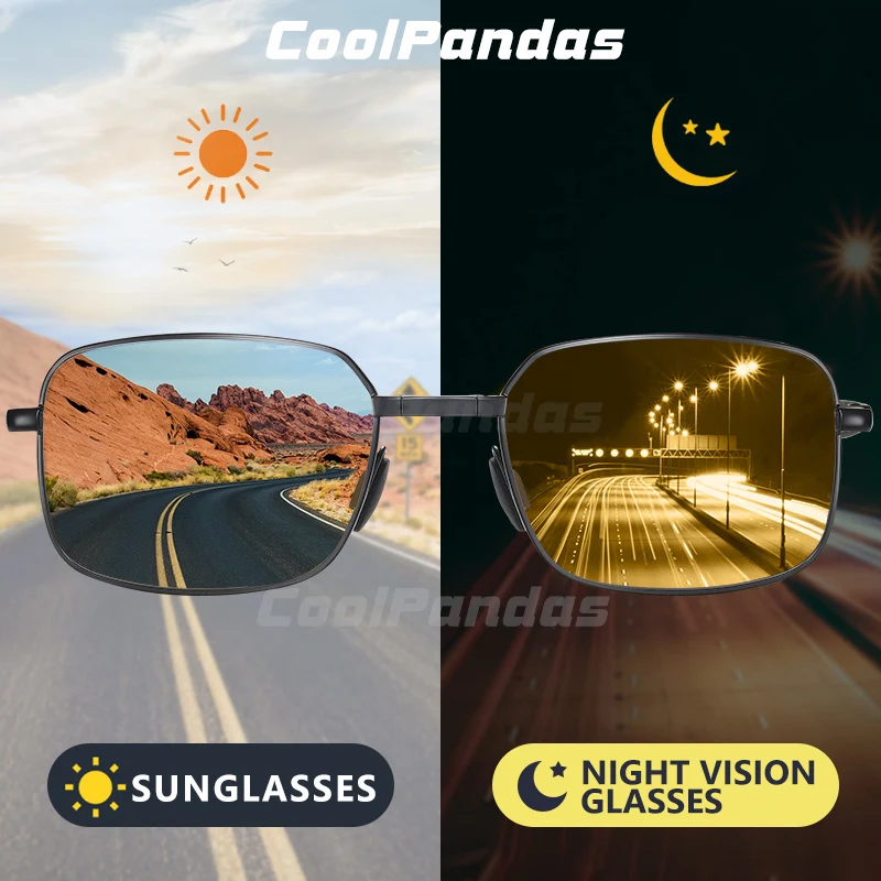 

2020 Photochromic Sunglasses Men Polarized Day Night Vision Folding frame Driving Sun Glasses Rectangle Male sonnenbrille herren